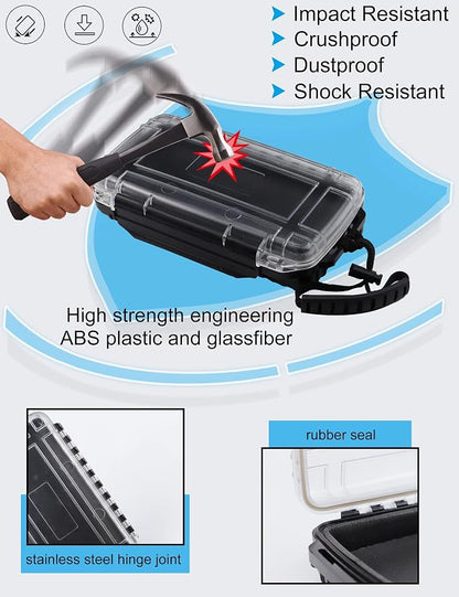 Hlotmeky Waterproof Dry Box for Kayaking, Boat, Phone - Small Container, Watertight Storage Case for Diving (Black)