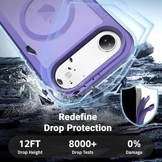 jaroco Magnetic for iPhone Air Case, [Compatible with MagSafe][Military Grade Drop Protection][Heavy Duty Protection][Non-Slip][Shockproof] 2-Layer Durable Bumper Phone Case 6.5''-Dark Purple