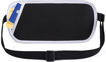 RFID Blocking Money Belt - Passport Holder & Travel Wallet, Slim Hidden Fanny Packs for Women Men - White