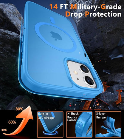 FNTCASE for iPhone 12 Phone Case: for iPhone 12 Pro Magnetic Matte Textured Military Grade Drop Protection Translucent Cell Cover - Slim Durable Shockproof Protective Bumper