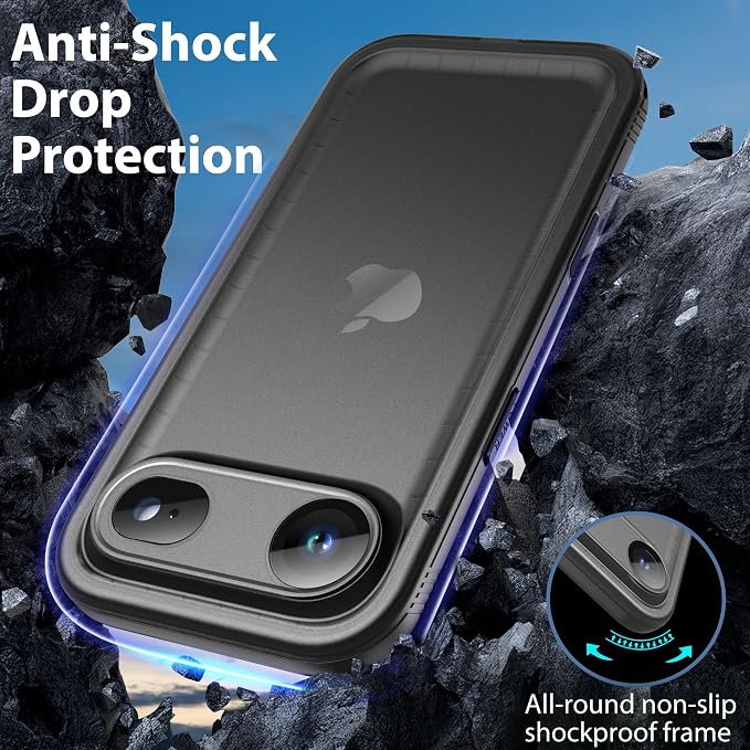 SPORTLINK for iPhone Air Waterproof Phone Case - Built in Screen Protector Shockproof/Military Rugged Dropproof/Dustproof/Heavy Duty, 360 Full Body Protective Cover for iPhone Air 6.5 Black