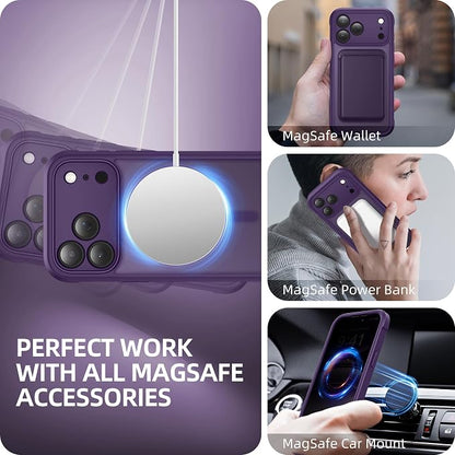 BERFY for iPhone 17 Pro Case, Compatible with MagSafe, Built-in Privacy Screen Protector, Camera Protection, Shockproof Full Body Phone Case 6.3", Translucent Deep Purple
