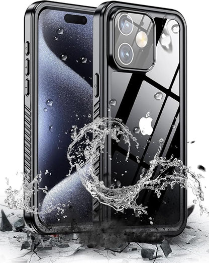Hualele for iPhone 12 Mini Case Waterproof, Built in Lens & Screen Protector Rugged Full Body Protective Military Grade Drop Protection IP68 Underwater Cover Case for iPhone 12 Mini 5.4inch Black