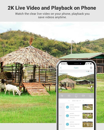 Cellular Security Camera Comes with Pre-Installed 4G LTE SIM Card-No WiFi Security Camera Wireless Outdoor, Color Night Vision, 360° Live Viewing, Instant PIR Motion Alerts and Solar Powered