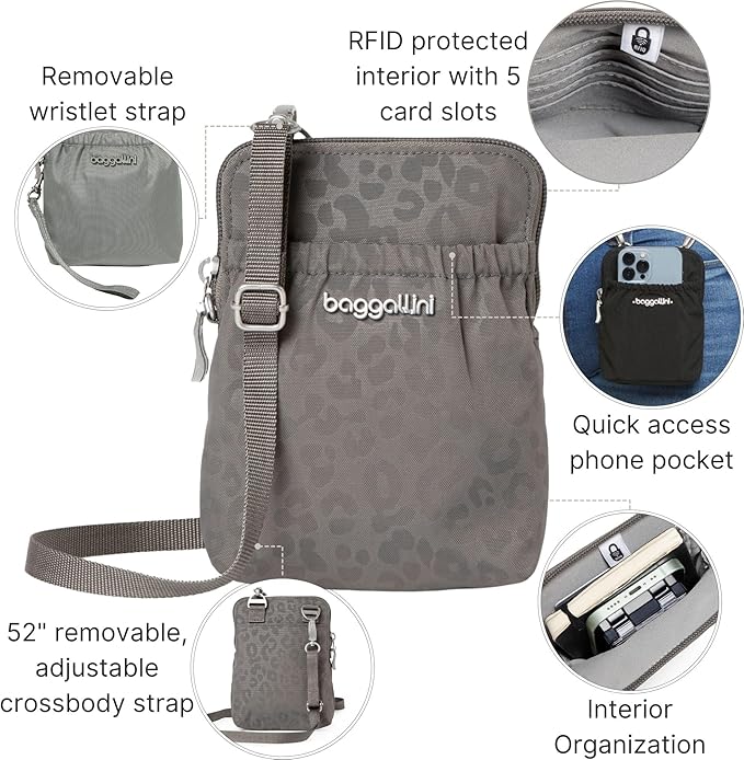 Baggallini Bryant Pouch Small Crossbody Bag for Women - Phone Purse with Crossbody Strap - Lightweight Crossbody Pouch