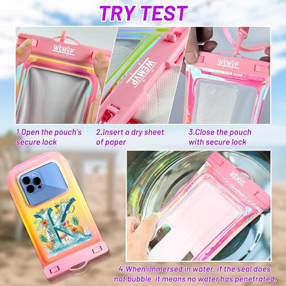 Personalized Initial Waterproof Phone Pouch Case - IPX8 Cellphone Dry Bag with Lanyard for iPhone 16/15/14/13/12 Pro Max (6.1–6.9"), Beach & Cruise Ship Essentials with Monogrammed Design (Pink, K)