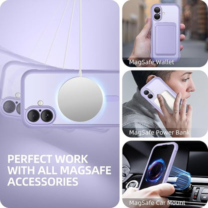 BERFY for iPhone 17 Case, Compatible with MagSafe, Built-in Privacy Screen Protector, Camera Protection, Shockproof Full Body Phone Case 6.3", Clear Purple