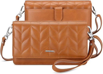 nuoku Women Small Crossbody Bag Cellphone Purse Wallet with RFID Card Slots 2 Straps Wristlet