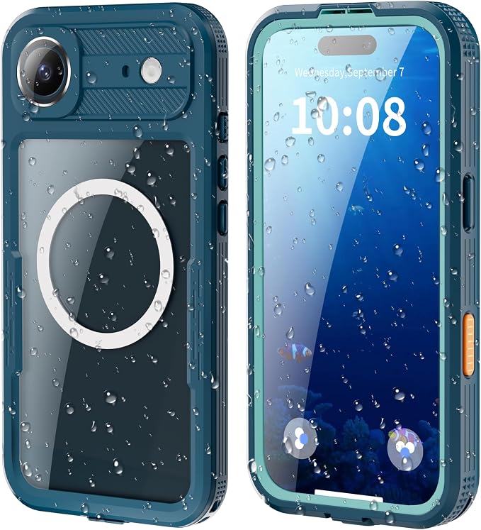 Losin Compatible with iPhone 17 Air Waterproof Case, [Compatible with MagSafe] [Built-in Screen Protector], Full Body Protection Military Grade Shockproof Case, Teal