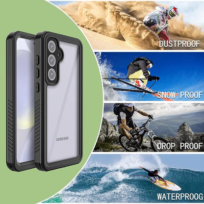 for Samsung Galaxy S24 FE Case, IP68 Waterproof Dustproof Case, [Built-in Screen Protector] Full Body Heavy Duty Rugged Phone Cover for Galaxy S24FE 6.7 inch Black