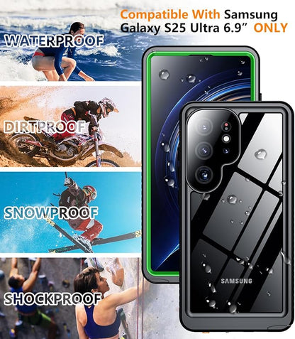 Temdan Designed for Samsung Galaxy S25 Ultra Case Waterproof, Built-in Lens & Screen Protector Military Grade Shockproof Dropproof IP68 Underwater Full Body Phone Case for Galaxy S25 Ultra 6.9"-Green