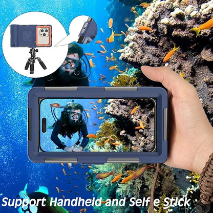 Underwater Snorkeling Diving Phone Case, Universal Waterproof Phone Case for iPhone 17/16/15/14/13/12/11Pro Max/XR/XS/X for Samsung Galaxy S24/S23/S22/S21,Scuba Underwater Photo Video Housing(Orange)