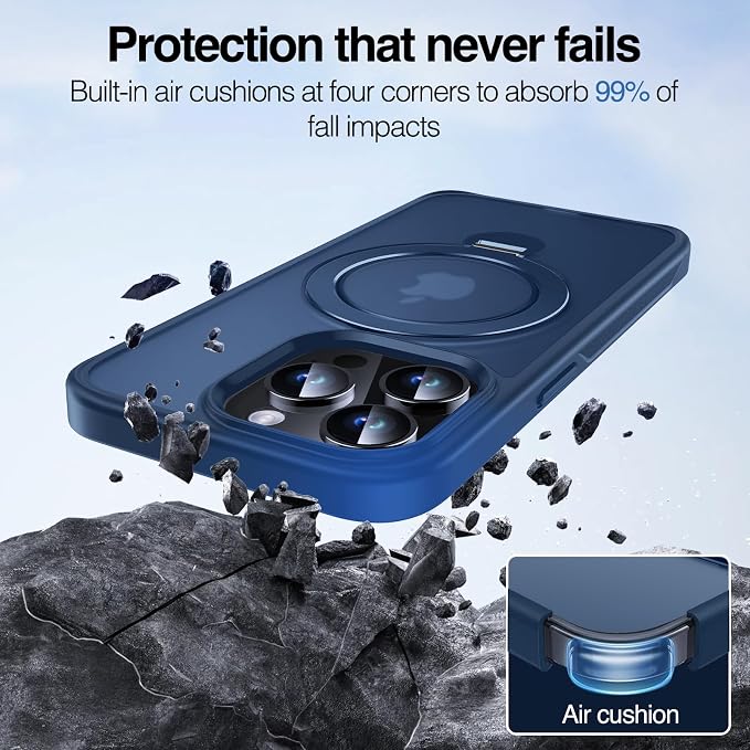 Anqrp 360° All-in-ONE Stand Case for iPhone 13 Pro Case with Rotatable Magnetic Kickstand Ring Holder, Compatible with MagSafe, MIL-Grade Shockproof iPhone 13 Pro Phone Case Cover 6.1 inch Blue