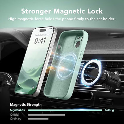 Magnetic for iPhone 15 Case, Compatible with MagSafe, [Screen Protector + Full Camera Protection], Silicone Shockproof Anti-Scratch Protective Phone Case for iPhone 15 6.1", Mint