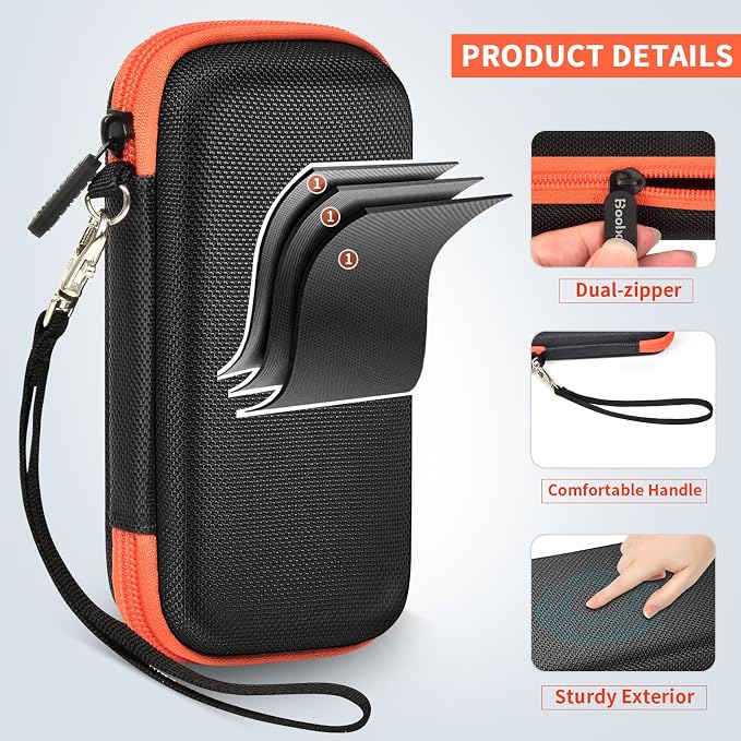 Boobowl Hard Mobile Hotspot Case for SIMO Solis Go 4G WiFi Power Bank | Elastic Strap, Mesh Pocket for Charger and USB Cable, Hand Strap for Business Trips, Camping and Daily Carry, Box Only - Blac