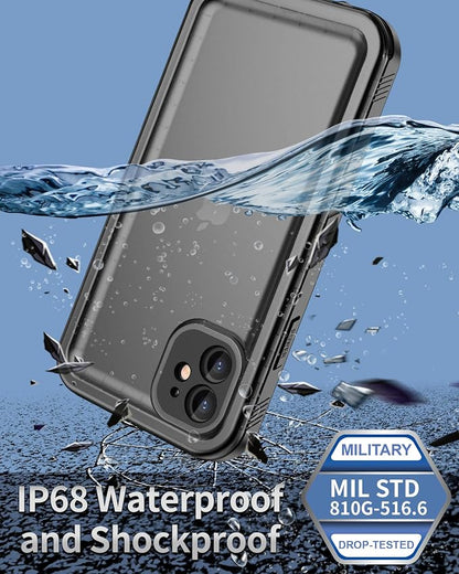 SPORTLINK for iPhone 11 Waterproof Case - Built-in Shockproof Dustproof Screen Protector - IP68 Underwater Military Dropproof Full Body Protection Cover for iPhone 11 6.1 inch (Black)