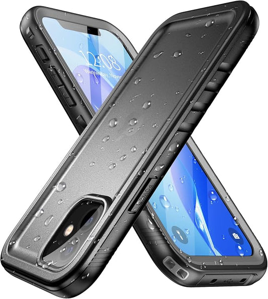 SPORTLINK Compatible with iPhone 12 Pro Waterproof Case - Full Body Shockproof Dustproof Phone Screen Protector Rugged Waterproof Case for iPhone 12 & 12 Pro 6.1 Inch Black