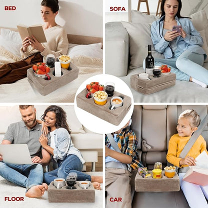 Couch Cup Holder Pillow,Couch Drink Holder,Rectangle Couch Caddy for Coffee Cup,Phone,Remote,Couch Cup Holder Tray for Bed,Car,Sofa,Table
