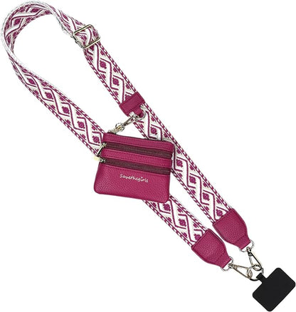 Save the Girls Original Clip and Go Phone Strap Pattern - Crossbody Phone Strap Chain with Zipper Wallet Pouch