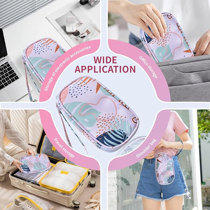 Electronics Organizer Travel Case, Cable Organizer Travel Essentials Tech Pouch,Suitable for Charger, Cable, Phone，Flash Drive,Maple leaf
