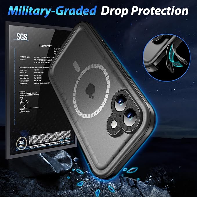 SPORTLINK for iPhone 17 Case - IP68 Waterproof Military Protective Full Body Heavy Duty Shockproof 360 Sealed Dustproof with Camera Screen Protector Phone Cover for iPhone 17 6.3" M/Black