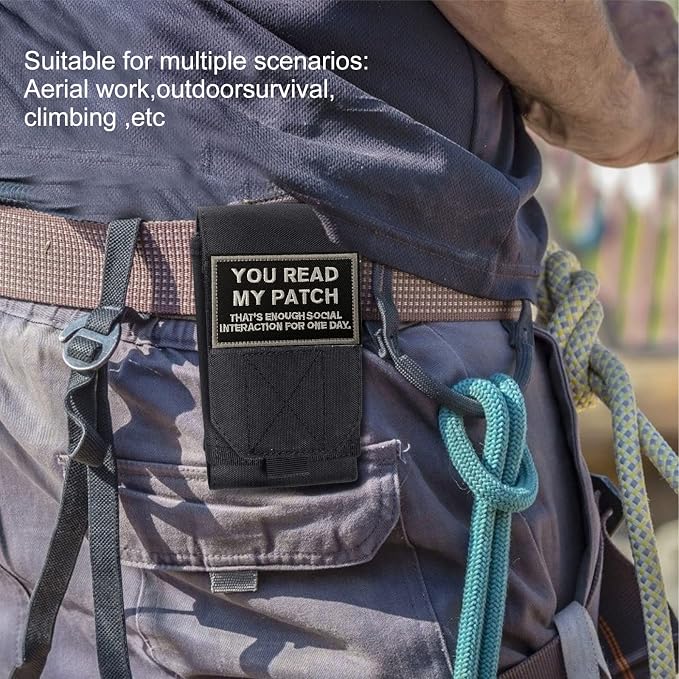 Black Tactical Molle Cellphone Pouch Case,Heavy Duty Waterproof Phone Holster Bag for iPhone 11 12 13 Pro Max for Samsung S22 S21 S20 FE Note 20 A13 A12 A02S Less 6.7" Phone with 1 Pack Patch