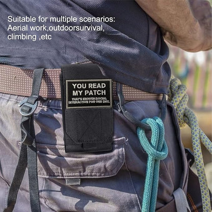 Black Tactical Molle Cellphone Pouch Case,Heavy Duty Waterproof Phone Holster Bag for iPhone 11 12 13 Pro Max for Samsung S22 S21 S20 FE Note 20 A13 A12 A02S Less 6.7" Phone with 1 Pack Patch