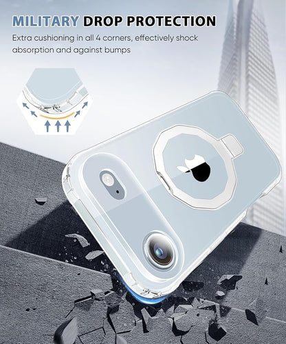 for iPhone 17 Air Case, with Screen Protector + Camera Lens Protector, Built-in Seamless Stand, [Compatible with MagSafe] Protective Shockproof Phone Case, Cover for iPhone 17 Air 6.5" - Clear