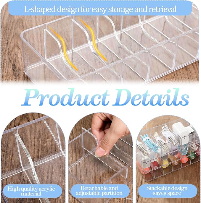 3 Pcs Cord Organizer Box with Lid, 10.8 x 3.7 x 2.4 Inch Clear Plastic Cable Organizer Box with 30 Cable Ties Adjustable Charger Storage Boxs for Home, Office, Drawer, Desktop Organization