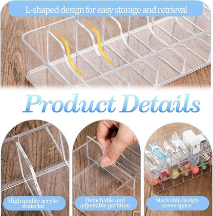 3 Pcs Cord Organizer Box with Lid, 10.8 x 3.7 x 2.4 Inch Clear Plastic Cable Organizer Box with 30 Cable Ties Adjustable Charger Storage Boxs for Home, Office, Drawer, Desktop Organization
