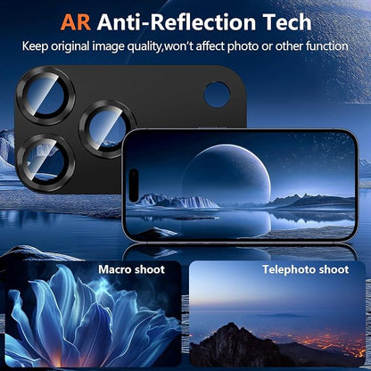 for iPhone 17 Pro Max Camera Lens Protector, [Military Grade Shatterproof] [Strong Adsorption] [Case Friendly] Full Coverage Metal Aluminum Alloy 9H Tempered Glass Camera Screen Cover, Black