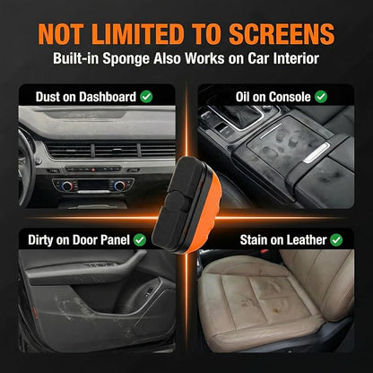 Car Screen Cleaner with Built-in Sponge | Effortlessly Removes Fingerprints, Dust and Make-up Stains | Anti Static Formula Safely Works on TV, Laptop, Computer Monitor, Phone, Dashboard & Console