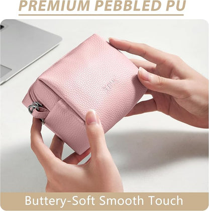 Small Tech Pouch, Waterproof Electronics Travel Case with Carabiner, Compact Cable Organizer Bags & Cases for Chargers, Power Banks, Hard Drives, Earbuds, Cords and Digital Accessories (Pink)