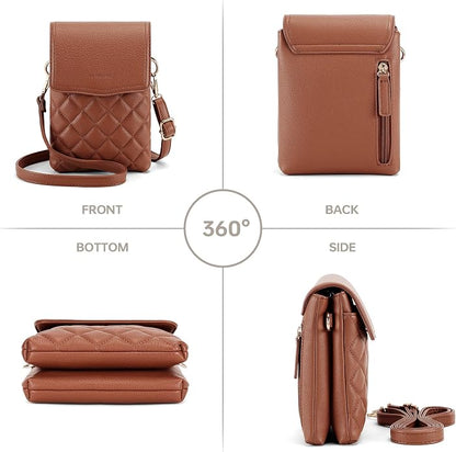 RFID Small Crossbody Purses for Women Quilted Cell Phone Purse with RFID Blocking Credit Card Slots