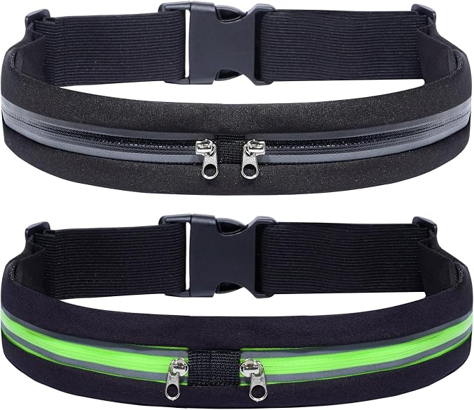 2 Pack Running Belt Fanny Packs for women and men,Belt Bag for Hiking Cycling Workout,Reflective Fanny Packs for Men Runners Belt Compatible with iPhone13,12 pro,Travelling Money Phone Holder