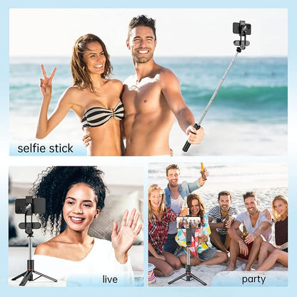 Stable Selfie Stick Tripod with Fill Light, 44 Inch Extendable Selfie Stick with Wireless Remote and Tripod Stand 360 Rotation for iPhone 15/14/13/12/11 Pro/XS Max/XS/XR/X/8/7, Samsung and Smartphone