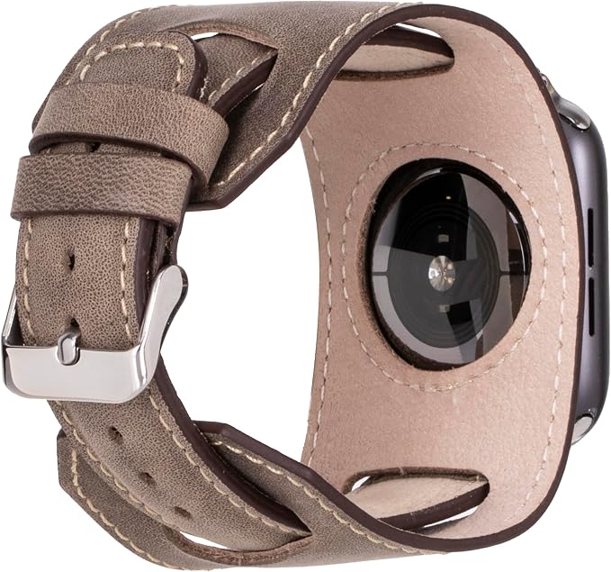 HARDISTON Cuff Watch Band Compatible with Apple 41mm for Men & Women, Handmade Genuine Leather, Compatible with iWatch Series 11 10 9 8 7 6 5 4 3 2 1 SE Ultra, Wrist Bracelet Band, Small/Band-Camel