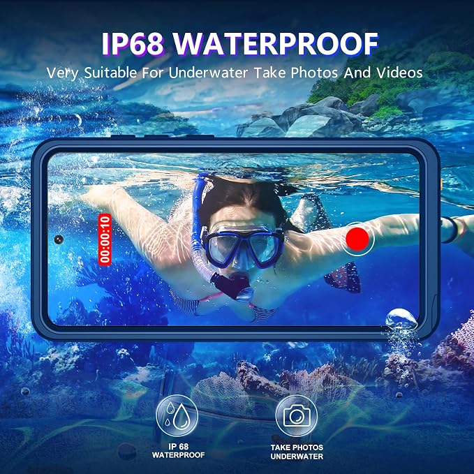Temdan Designed for Samsung Galaxy S26 Ultra Case Waterproof, Built-in Lens & Screen Protector Military Grade Shockproof Dropproof IP68 Underwater Full Body Phone Case for Galaxy S26 Ultra 6.9"-Blue