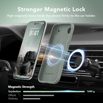 Magnetic for iPhone Air Case, Compatible with MagSafe, [Full Camera Protection][Screen Protector] Silicone Shockproof Protective Phone Case for iPhone 17 Air 6.5", Calke Green