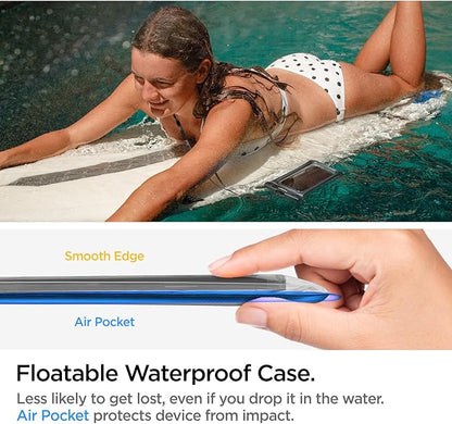 Spigen AquaShield Floating Universal Waterproof Phone Pouch, Waterproof Phone Case, PVC Protective Dry Bag Cases with IPX8 A610 Compatible with iPhone, Galaxy, Google (Pack of 1) - Floatable Black