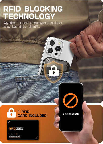 SUPCASE for MagSafe Wallet with AirTag Holder, Magnetic Airtag Wallet for Men, [Hold 5 Cards] [Adjustable Stand] [RFID Blocking] Phone Card Holder Tripod for iPhone 17/16/15/14/13/12 Series, Dark