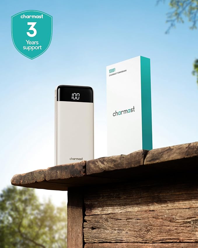 charmast 10000mAh Portable Charger,Built-in 4 Cables,6 Outputs/3 Inputs,3A Fast Charging,Compatible with iPhone,iPad,Samsung,Pixel,LG