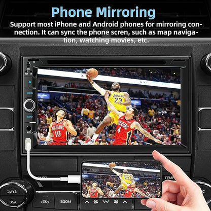Double Din Car Stereo with Carplay&Android Auto,7 Inch HD Touchscreen Car Radio Support CD DVD Player,Bluetooth,Backup Camera,Mirror Link,SWC,Subwoofer,USB/TF/AUX Input, AM/FM Car Stereo Receiver