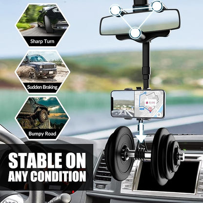 SXhyf Rear View Mirror Phone Holder, 2023 Rotatable and Retractable, Universal Mount, Cell Car Fit for iPhone 11 12 13 14 Pro Max Samsung All Phone