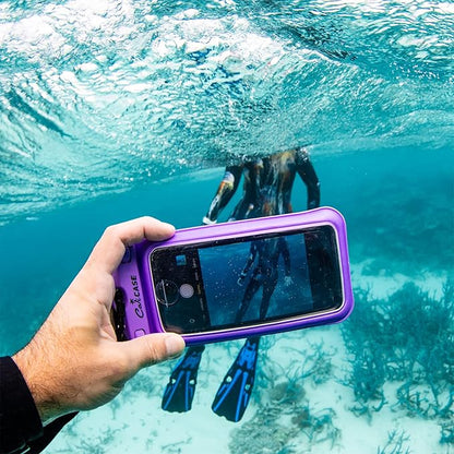 CaliCase Universal Waterproof Floating Phone Pouch - IPX8 Waterproof Floating Phone Case with Lanyard for iPhone X-15/ S20-S24/ Pixel 4-8 - Blue
