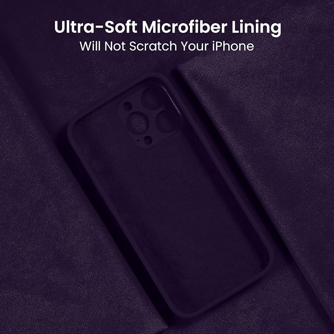 FireNova Designed for iPhone 15 Pro Case, Silicone Upgraded [Camera Protection] Phone Case with [2 Screen Protectors], Soft Anti-Scratch Microfiber Lining Inside, 6.1 inch, Purple