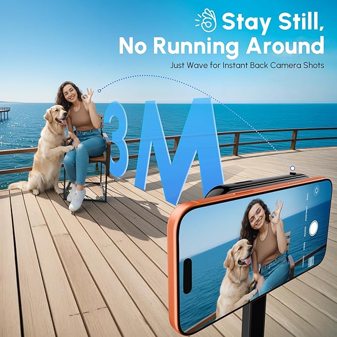 SYNCO XView Selfie Monitor Screen for iPhone 7-17 Series, AI Gesture Wireless & Private Back Camera Monitor with 164FT Range, Magnetic 4K/1080p Rear Camera Vlog Screen for TikTok, YouTube(Black)