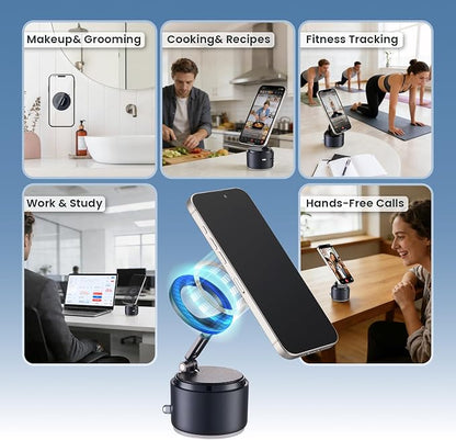 Car Phone Holder for Magsafe with Wireless Bluetooth Speaker, Cell Phone Stand HD Surround Sound Perfect for Home and Outdoors with Bluetooths Speakers for Desk Compatible with iPhone/Samsung Galaxy