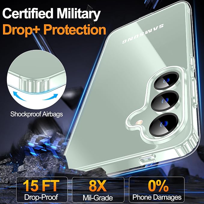 MOZOTER Designed for Samsung Galaxy S25 Plus Case Clear, [Not Yellowing] [15FT Military Grade Drop Protection] Scratch-Resistant Transparent Shockproof Slim Phone Case 6.7 Inch-Clear