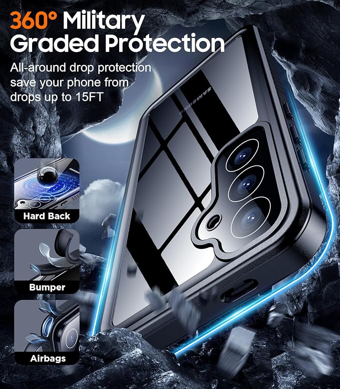 Temdan for Samsung Galaxy S24 FE Case Waterproof, [Military-Grade Drop Protection] [IP68 Underwater] Full Body Heavy Duty Rugged Shock-Proof Case for S24 FE 6.7''-Green